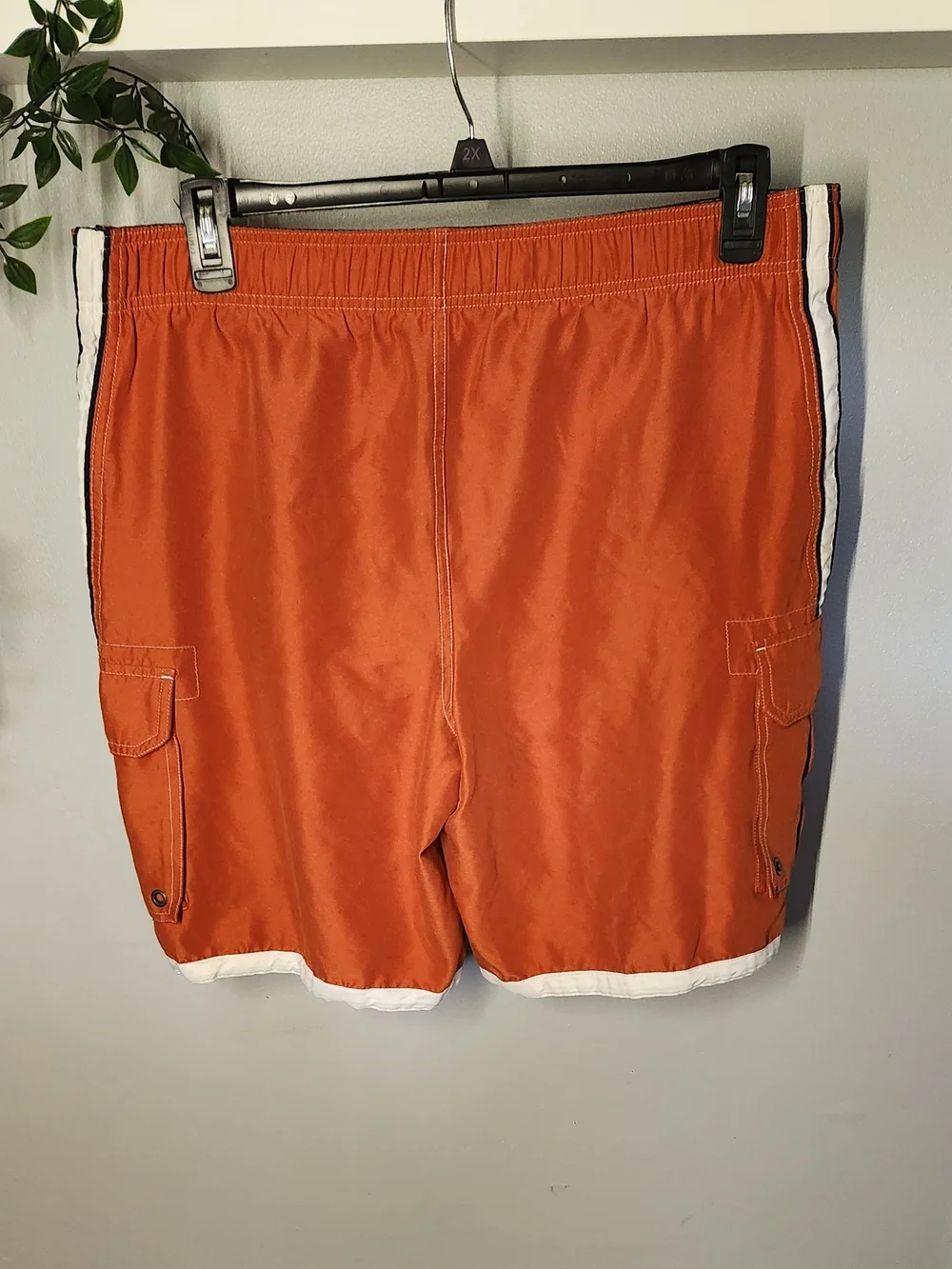 Sonoma Swim Shorts with Mesh Lining Orange & Navy with White Stripes - Men's Med